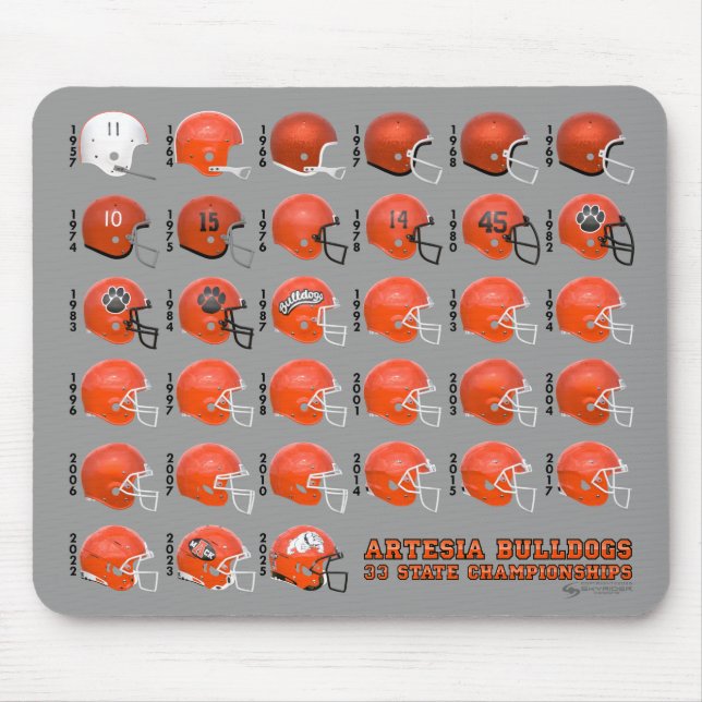 Tapis De Souris Artesia Bulldogs State Champs Helmet Mousepad (Devant)
