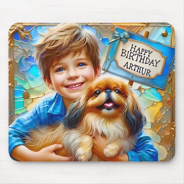 Tapis De Souris ARTHUR ~ Et son chien PET ~ Mousepad (Devant)