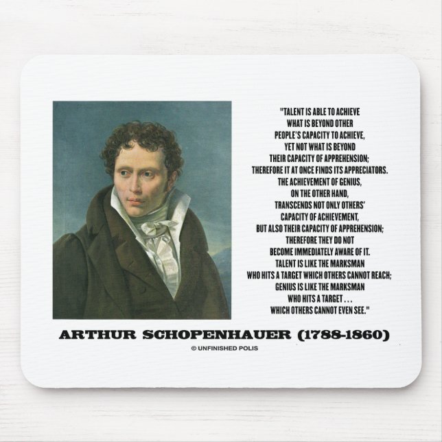 Tapis De Souris Arthur Schopenhauer Talent contre Genius Citation (Devant)