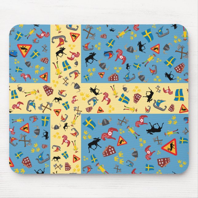 Tapis De Souris Articles suédois de culture avec le drapeau (Devant)