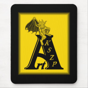 Tapis De Souris ArtKSZP Logo mit kleinem Golem schwarz design gelb