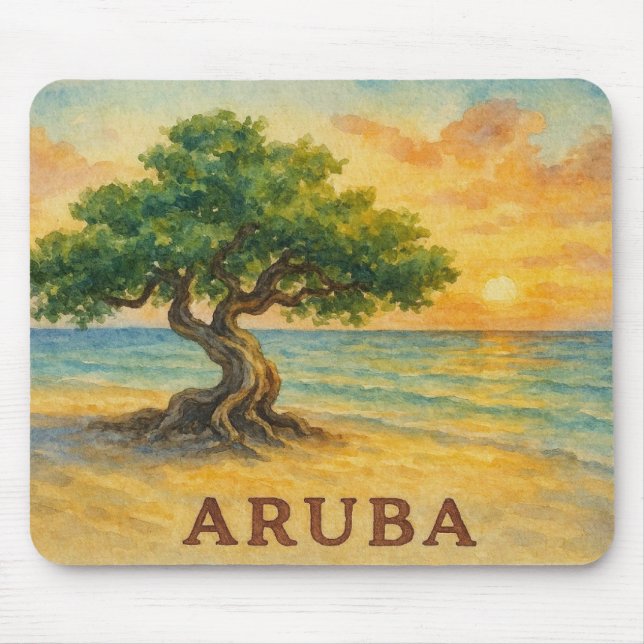Tapis De Souris Aruba Eagle Beach Divi Tree Golden Hour (Devant)