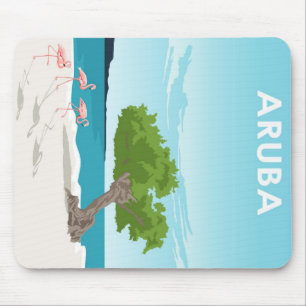 Tapis De Souris Aruba Island Travel Flamingo   Family Flamingo