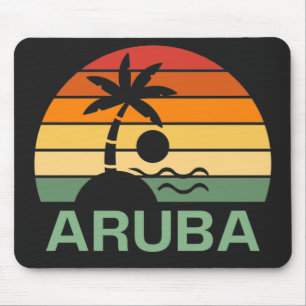 Tapis De Souris Aruba Vintage Palm Trees Summer Beach