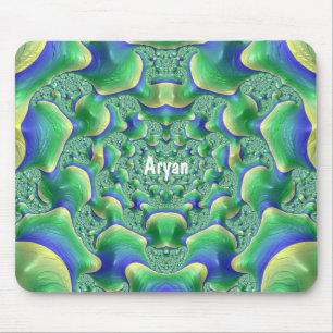 Tapis De Souris ARYAN ~ Zany Pad de souris vert, jaune et bleu