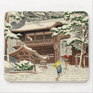 Tapis De Souris Asano Takeji Neige au sanctuaire Yuki shin hanga a