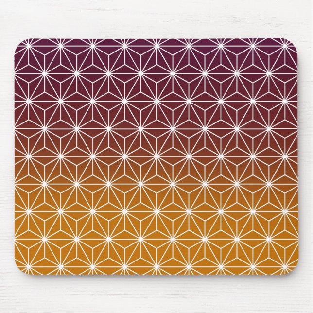 Tapis De Souris Asanoha japonais traditionnel Imprimé Bourgogne et (Devant)