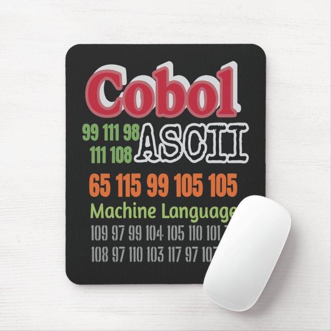 Tapis De Souris Ascii Cobol Programming Machine Language (Avec souris)
