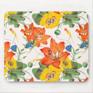 Tapis De Souris Asiatic lilies tulips morning glories pattern