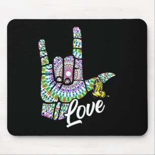 Tapis De Souris ASL Love You Main Sign Language Butterfly Deaf Awa