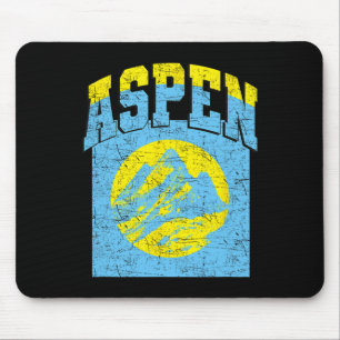 Tapis De Souris Aspen Colorado Rétro Montagne Ski Vintage Randonné