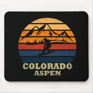 Tapis De Souris Aspen Colorado snowboardeur vintage