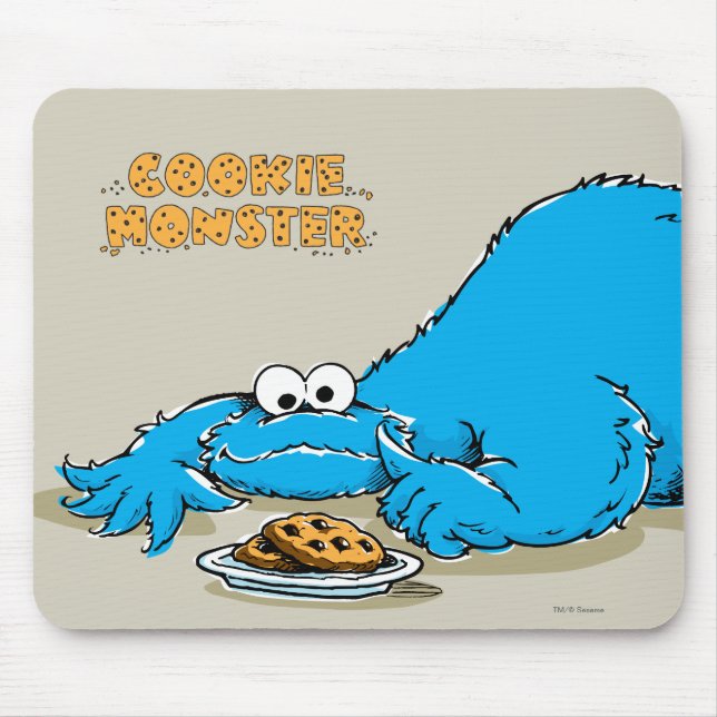 Tapis De Souris Assiette vintage de cookies Monster (Devant)