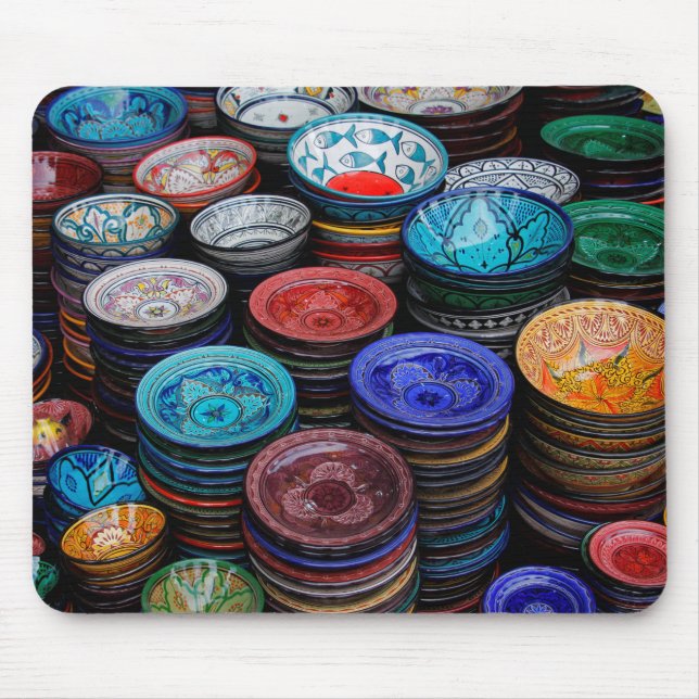 Tapis De Souris Assiettes marocaines au marché (Devant)