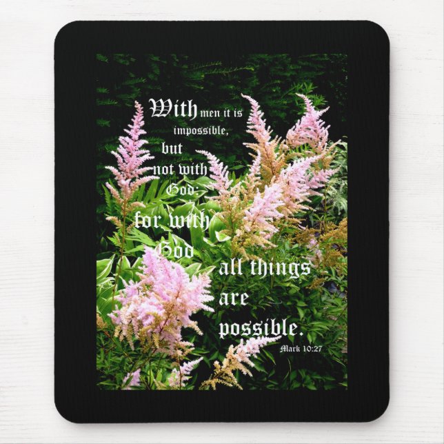 Tapis De Souris Astilbe avec Mark 10:27 (Devant)