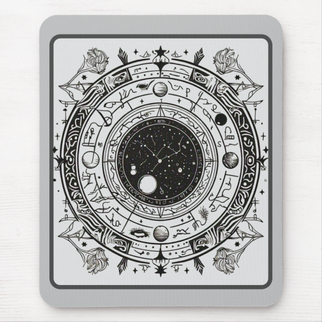 Tapis De Souris Astrologie dévoilée : Motifs célestes et signes (Devant)