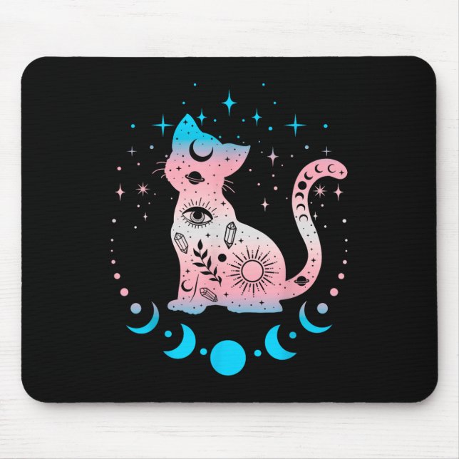 Tapis De Souris Astrologie Transgenre Chat Céleste Lgbt Pride Tra (Devant)
