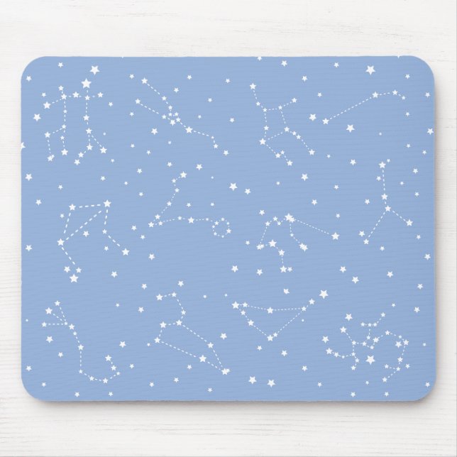 Tapis De Souris Astrology Pastel Blue White Stars Constellation (Devant)