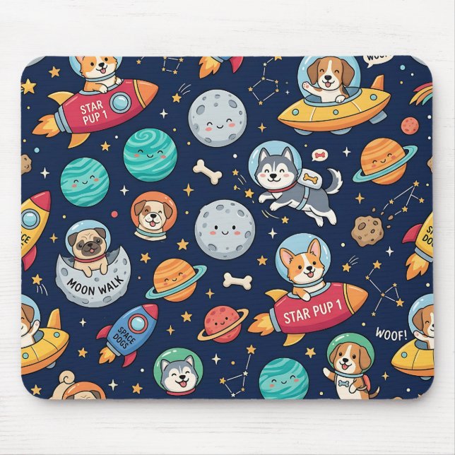 Tapis de souris Astronaute Chien – Conception de f (Devant)