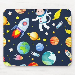 Tapis De Souris Astronaute dans l'espace Planètes et Fusées Motif