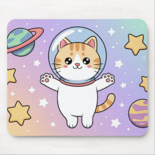 Tapis de souris astronaute de chat spatial Kawaii
