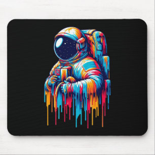 Tapis De Souris Astronaute de goutte de peinture colorée