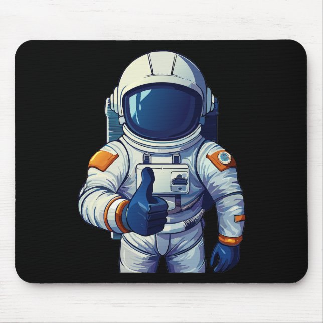 Tapis De Souris astronaute en combinaison spatiale faisant un pouc (Devant)