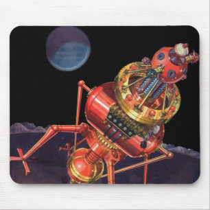 Tapis De Souris Astronaute en science-fiction vintage avec robot A