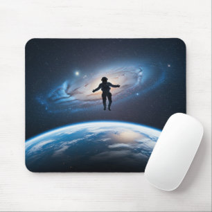 Tapis De Souris Astronaute Flotte Vue Terre Galaxie Espace