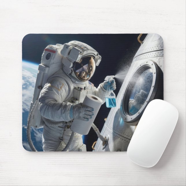 Tapis De Souris Astronaute nettoyant la fenêtre de l'engin spatial (Avec souris)