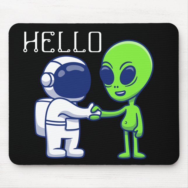 Tapis de souris Astronaute rencontre un alien (Devant)