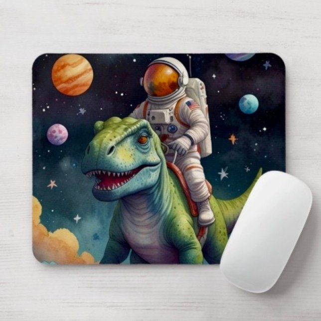 Tapis De Souris Astronaute sur Dino dans l'espace (Créateur téléchargé)