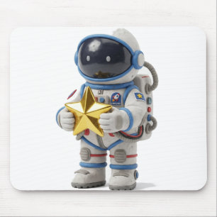 Tapis de Souris Astronaute Tenant une Étoile Dorée