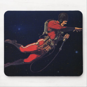 Tapis De Souris Astronaute vintage de science-fiction dans l'espac