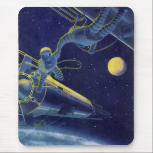 Tapis De Souris Astronautes de la science-fiction vintage dans l'e