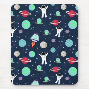 Tapis De Souris Astronautes Planètes Fusées et Aliens