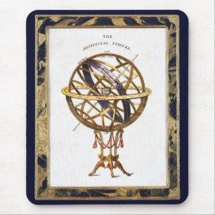 Tapis De Souris Astronomie vintage, sphère artificielle ou militai