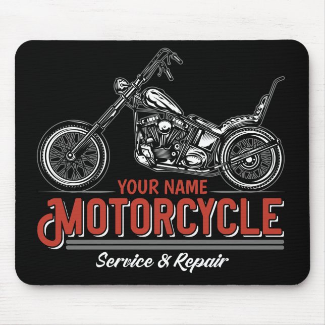 Tapis De Souris Atelier de réparation de motocyclette personnalisé (Devant)