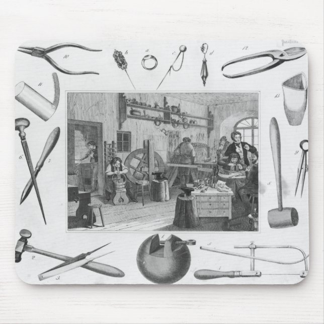 Tapis De Souris Atelier et outils principaux des bijoux, 1810 (Devant)