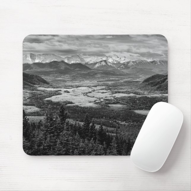 Tapis De Souris Athabasca Lookout, Monochrome Scenery Photography (Avec souris)