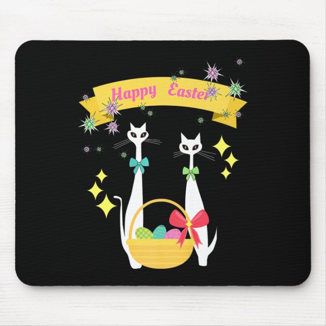 Tapis De Souris Atomique Moyen Siècle moderne Cool Chat Happy East (Devant)