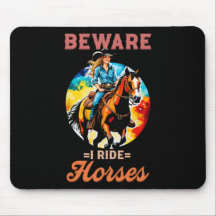 Tapis De Souris Attention Je Ride Chevaux I Équestre Pony Horse Ve