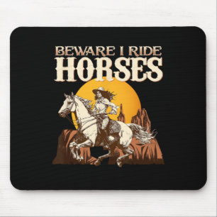 Tapis De Souris Attention Je Ride Chevaux I Équestre Pony Horse Ve