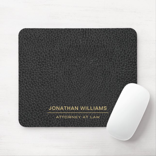 Tapis De Souris Attorney Faux Leather Custom Name Black  (Avec souris)