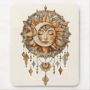 Tapis De Souris Attrape-rêves au visage de soleil doré