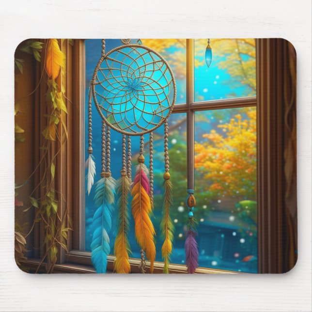 Tapis De Souris Attrape-rêves dans la fenêtre Bohème (Devant)