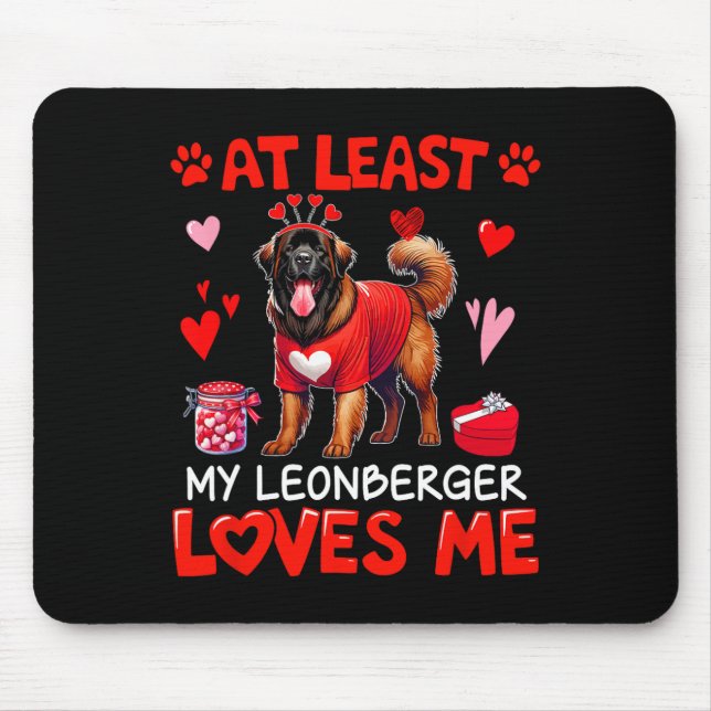 Tapis De Souris Au moins mon Leonberger m'aimant la Saint-Valentin (Devant)