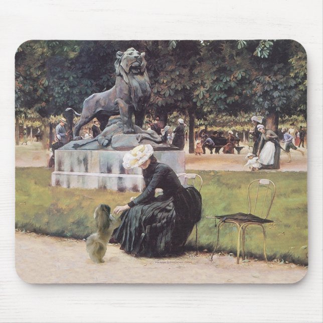 Tapis De Souris Au parc avec un Pékinois (Devant)