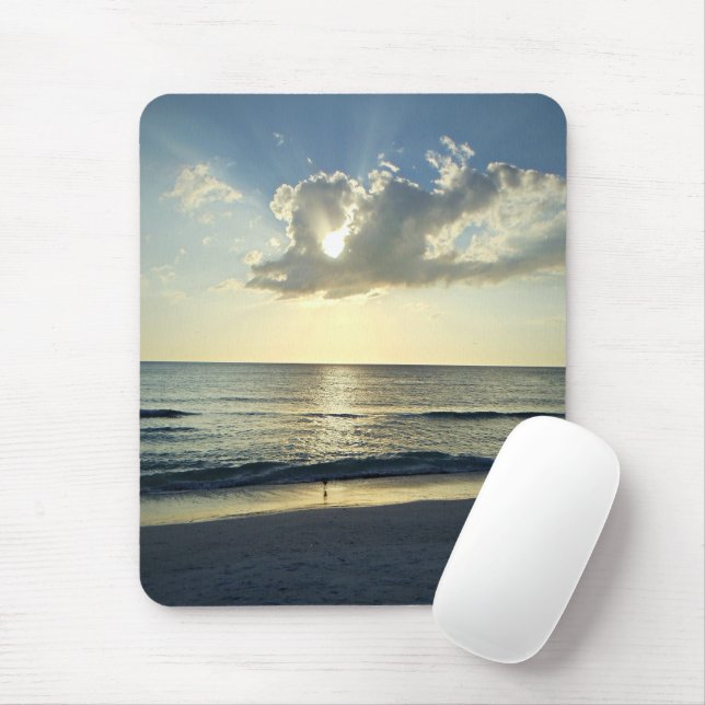 Tapis De Souris Aube dorée sur les vagues (Avec souris)