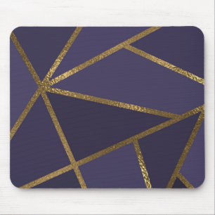 Tapis De Souris Aubergine Or Bronze Géométrique Glam Chic